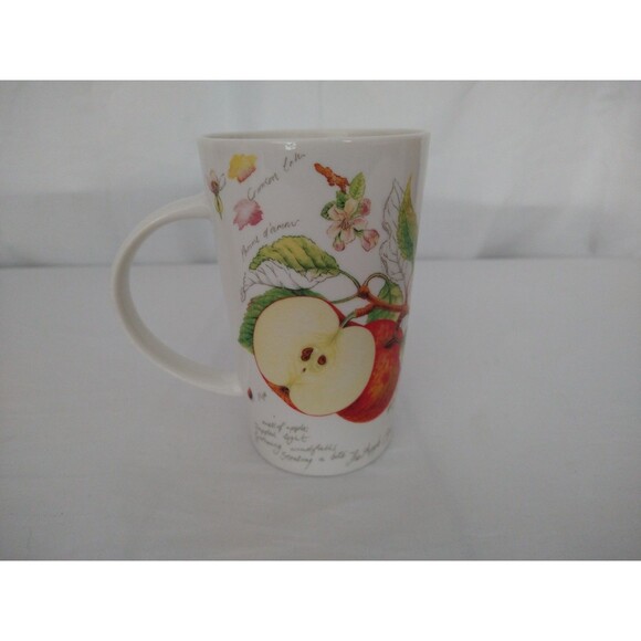 Kent Pottery Other - Kent Pottery Apple Design Tall White Porcelain Coffee Mug Garden Script